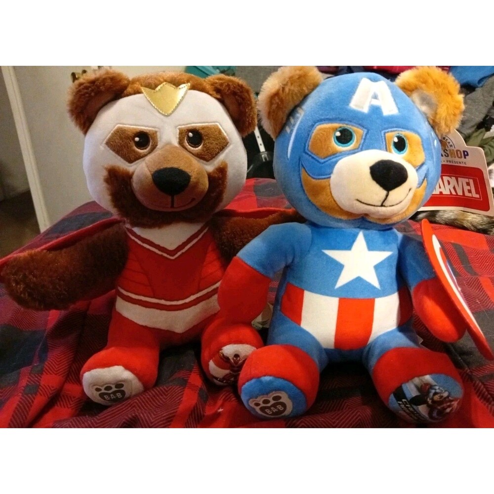 Marvel Captain America & Falcon Build-A-Bear Plush 9" Lot